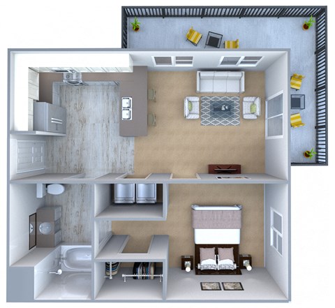 Floor plan for 1 bed, 1 bath, 816 sqft